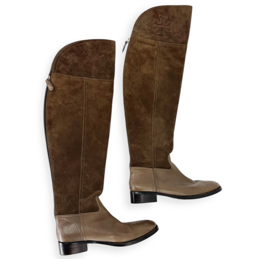 Tory Burch Simone EUC Brown Suede Leather Over the Knee Boots Women's Size 7M - Picture 3 of 10